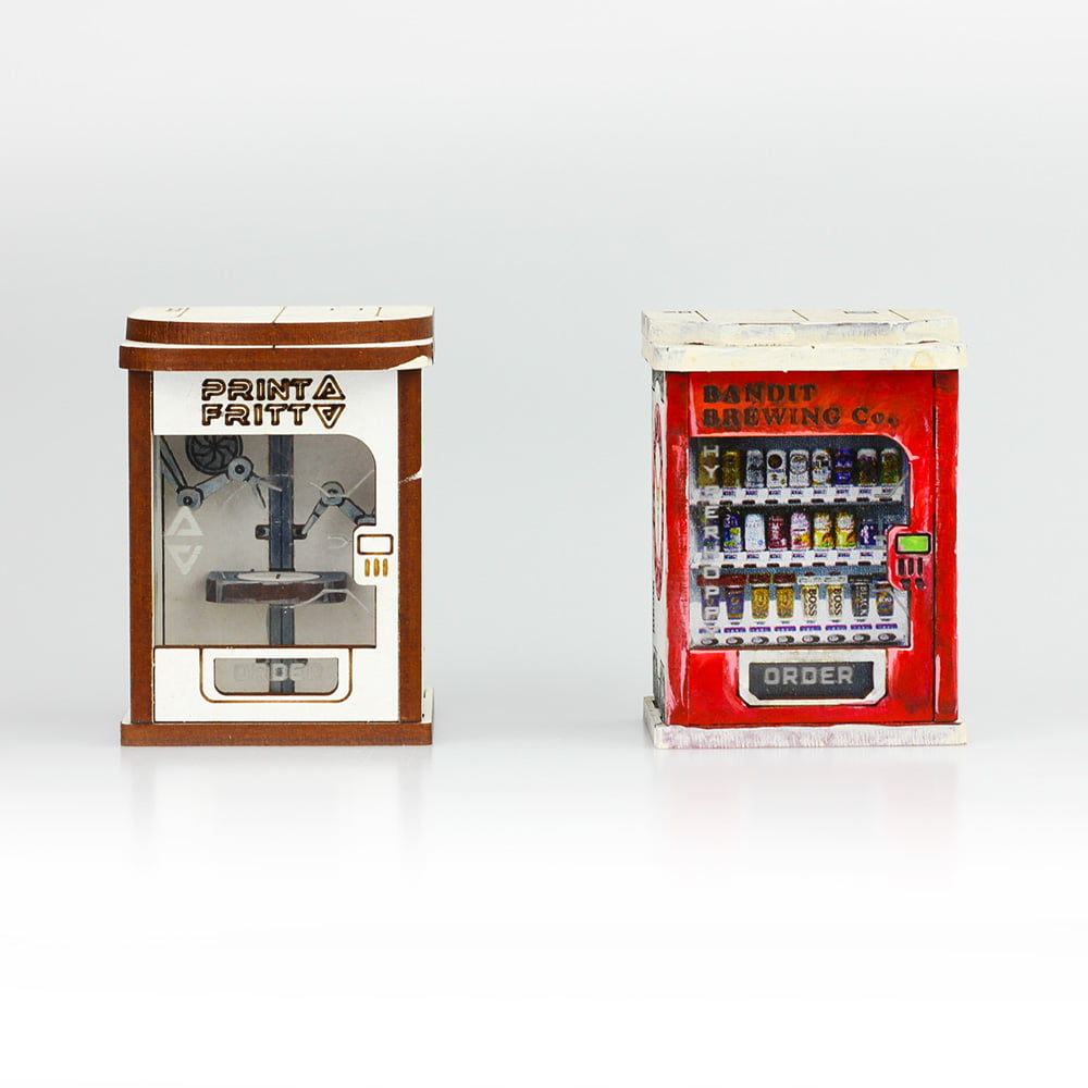 front view of tabletop terrain vending machines