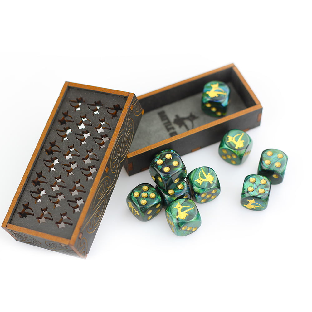 greenstone coloured dice